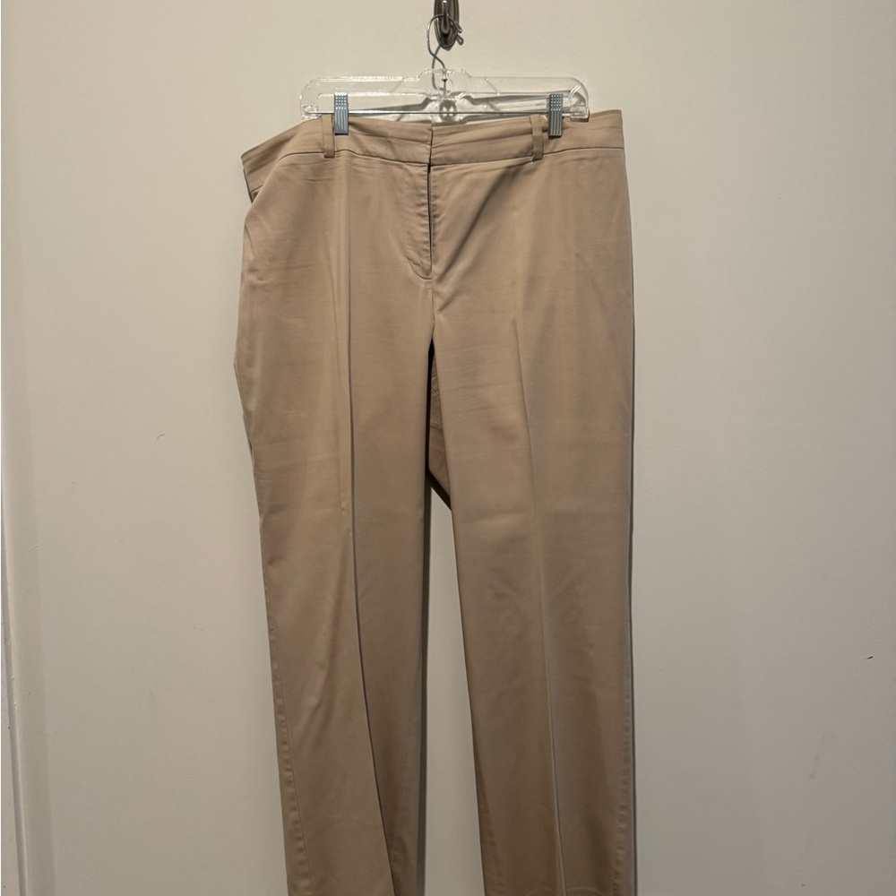 Ann Taylor Beige Straight-Leg Dress Pants